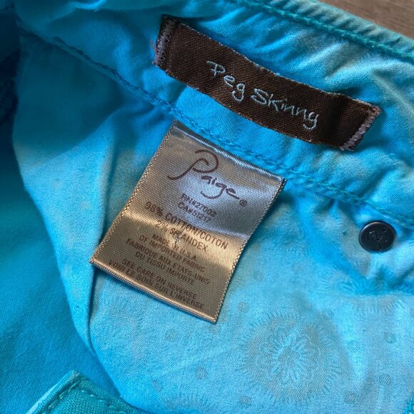 Paige Peg Skinny Bright Blue Denim Jeans Size 30 - Picture 3 of 8